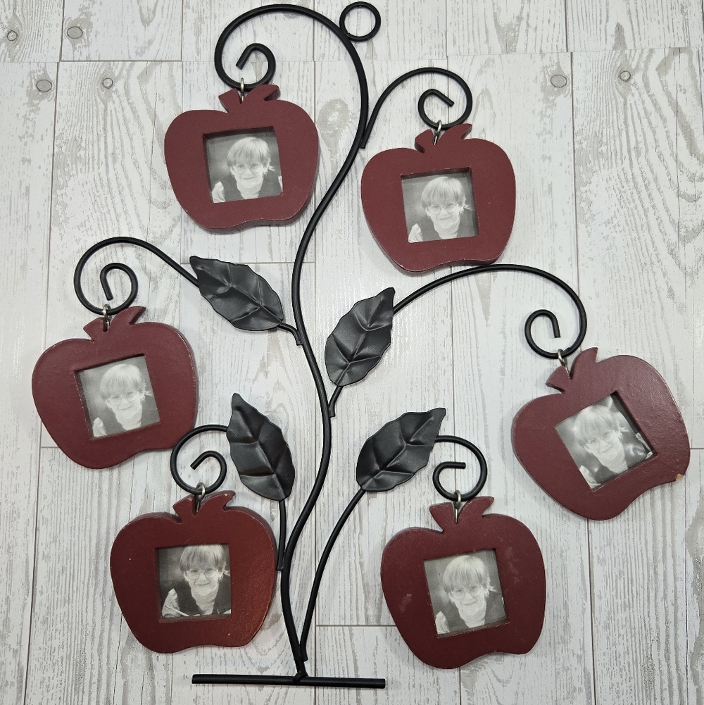 Cottagecore Coutry Style Apple-Shaped Red Photo Family Tree Frame - Picture 2 of 7